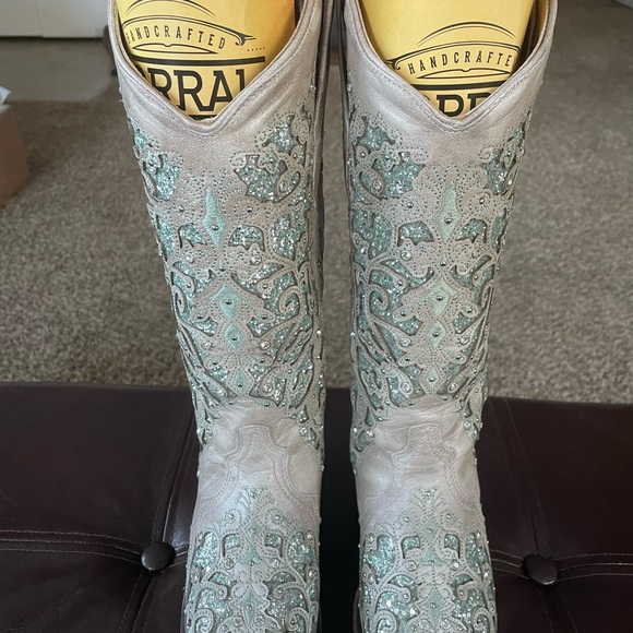 CORRAL WOMEN’S GLITTER INLAY & CRYSTAL BOOTS. SZ 7 NIB $179 - Picture 8 of 9